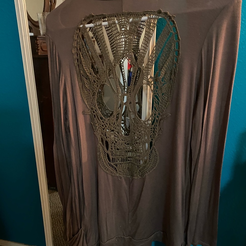 Brown cardigan with scull